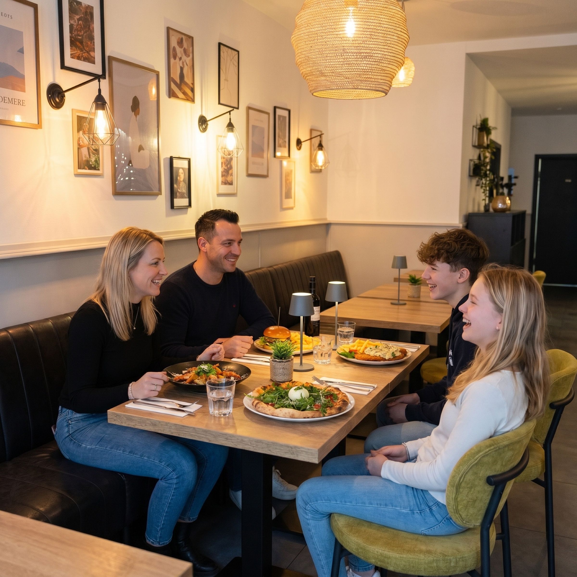 Familie beim gemeinsamen Essen im Restaurant Sorry Mama in Köln